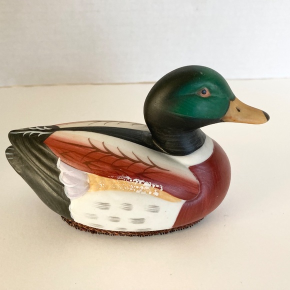 Vintage Porcelain Mallard Duck Lint Brush Decoy - Picture 4 of 7